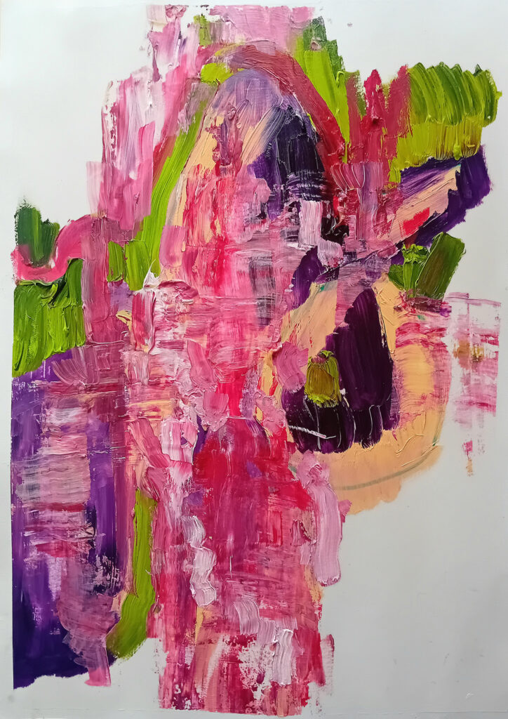 Beetroot II, Oil Painting, Abstract Art by Ana Rolaça Costa