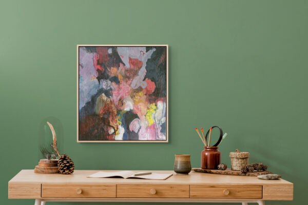 Cascate of Purple Flowers, Original Abstract Painting by Ana Rolaça Costa