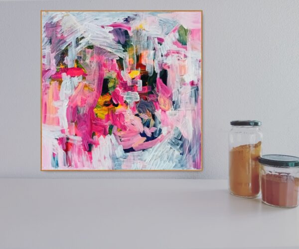 The Pink Form From Within, 2024, original abstract painting created by Ana Rolaça Costa
